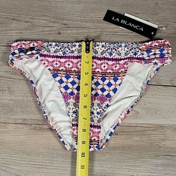 La Blanca Printed Side-Tab Bikini Bottom Sz 10 - Picture 8 of 9